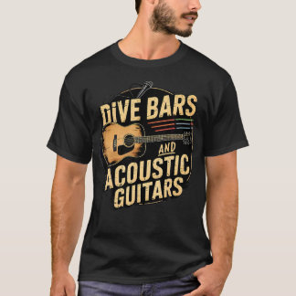 ダイバー バーとアコースティックギター Tシャツ