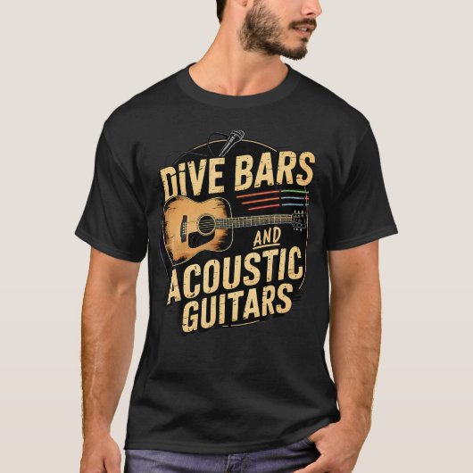 ダイバー バーとアコースティックギター Tシャツ (正面)