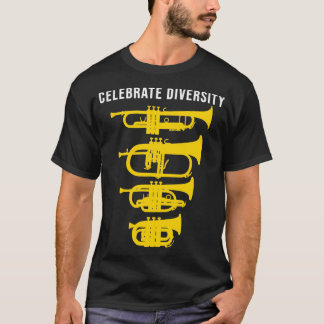 ダイバ祝スおもしろいトランペットFlugelhorn Corne Tシャツ