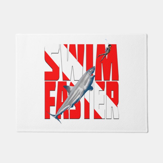 ダイビおもしろいングが速く泳ぐ ドアマット (正面)