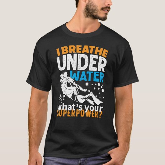 ダイビカッコいいングデザイン – 私は水中で呼吸 Tシャツ (正面)