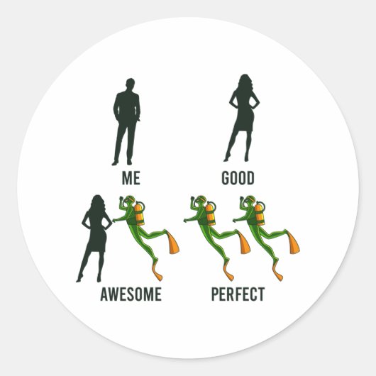 ダイビングおもしろいスキューバダイバーアパレルダイブインストラクター ラウンドシール (正面)