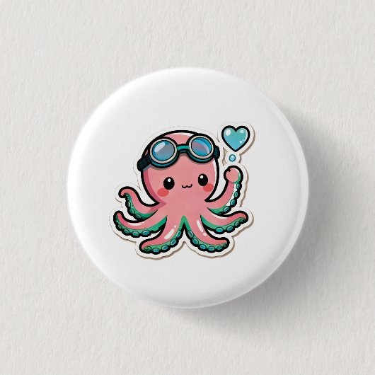 ダイビングかわいい 缶バッジ (正面)