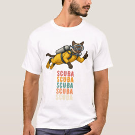 ダイビングするシャム猫 Tシャツ