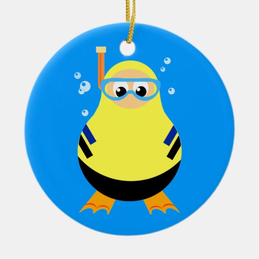 ダイビングの漫画Snorkeler セラミックオーナメント (正面)