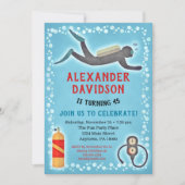 ダイビングの誕生日招待状 ダイバー 招待状 (正面)