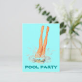 ダイビングの足のレトロのプールのパーティの招待状 招待状 (スタンド正面)