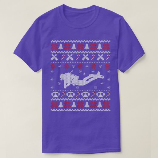 ダイビングの醜いクリスマスセーターの贈り物 Tシャツ (デザイン正面)