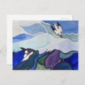 ダイビングのGannetsの絵画の郵便はがき ポストカード (正面/裏面)