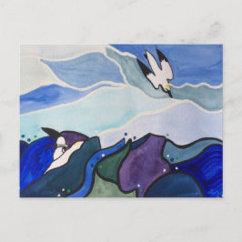 ダイビングのGannetsの絵画の郵便はがき ポストカード
