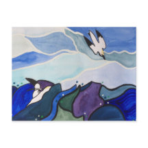 ダイビングのGannetsの絵画の郵便はがき