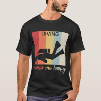 ダイビングは私に幸せな飛び込みのスキューバダイバーのレトロのギフトをします Tシャツ
