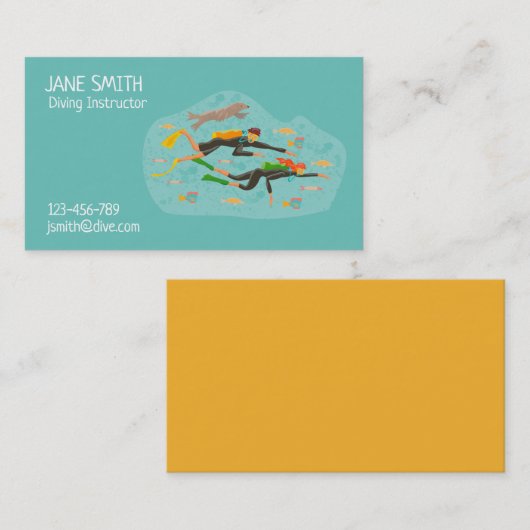 ダイビングインストラクター深いシーダイビングモダン業 名刺 (正面/裏面)