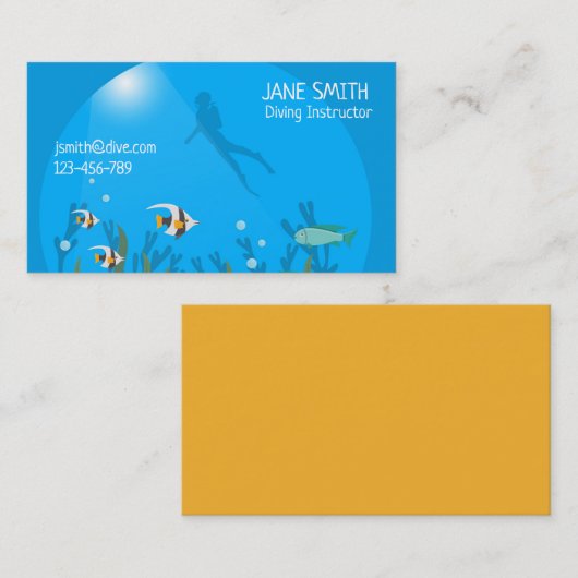 ダイビングインストラクター深いシーダイビングモダン業 名刺 (正面/裏面)