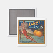 ダイビングガールブランドカリフォルニアリンゴフルーツクレートラ マグネット (正面/裏面)