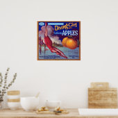 ダイビングガールリンゴ ポスター (キッチン)