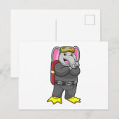 ダイビングゴーグルをつけたゾウのダイバー ポストカード (正面/裏面)