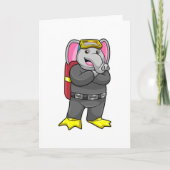 ダイビングゴーグルを付けたダイバーとしての象 カード (正面)