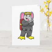 ダイビングゴーグルを付けたダイバーとしての象 カード (黄色い花)