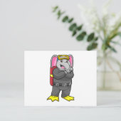 ダイビングゴーグル付きゾウ ポストカード (スタンド正面)