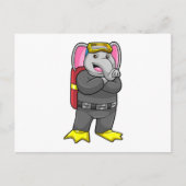 ダイビングゴーグル付きゾウ ポストカード (正面)