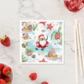 ダイビングサンタのクリスマス スタンダードカクテルナプキン (インサイチュ)