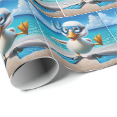 ダイビングシュノーケルとゴーグル付きアヒル ラッピングペーパー (ロールコーナー)