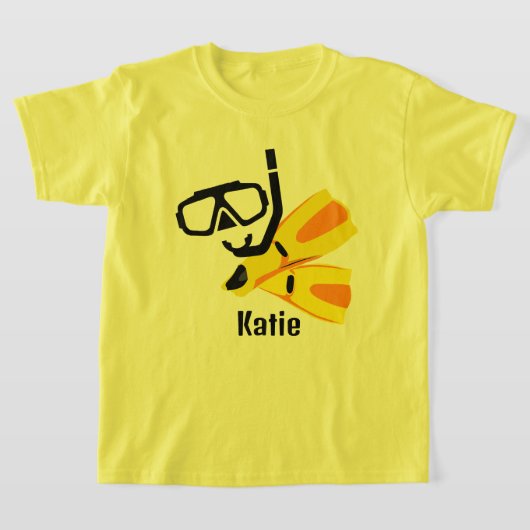 ダイビングシュノーケルフィンカスタムズ女子キッズTシャツ Tシャツ (レイダウン)