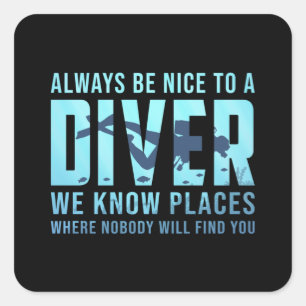 ダイビングスキューバダイビングダイバーダイブおもしろいシーギフトアイディア スクエアシール