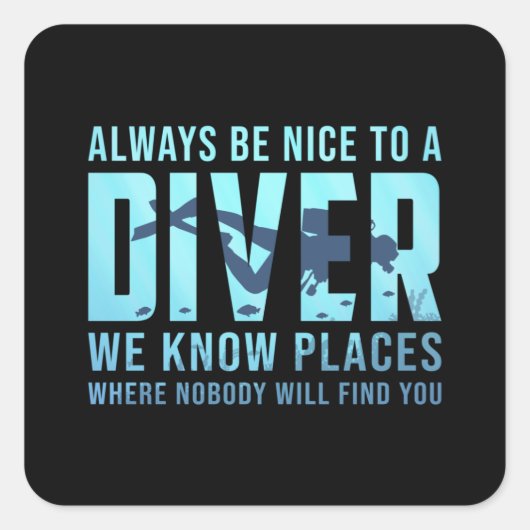 ダイビングスキューバダイビングダイバーダイブおもしろいシーギフトアイディア スクエアシール (正面)