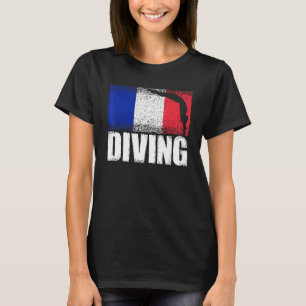 ダイビングスポーツフランス国旗フランスのダイバーアスリート Tシャツ