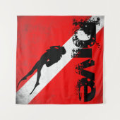 ダイビングスポーツ，アメリカダイバーダウン国旗SCUBA タペストリー (正面(横))