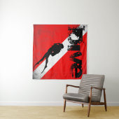 ダイビングスポーツ，アメリカダイバーダウン国旗SCUBA タペストリー (インサイチュ(横))