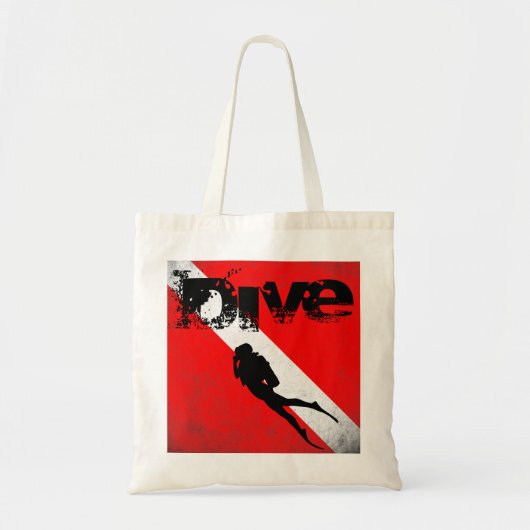 ダイビングスポーツ，アメリカダイバーダウン国旗SCUBA トートバッグ (正面)