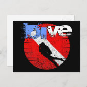 ダイビングスポーツ,アメリカダイバーダウン国旗SCUBA ポストカード (正面/裏面)