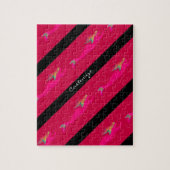 ダイビングピンクの人魚レッド/ブラック ジグソーパズル (縦)