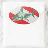 ダイビングフラッグサメ 楕円形シール (バッグ)