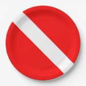 ダイビングフラッグスキューバダイバーダイバーダウン ペーパープレート (正面)