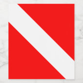 ダイビングフラッグスキューバダイバーダイバーダウン ワインラベル (シングルラベル)