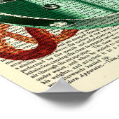 ダイビングヘルメットを着たタコヴィンテージ好奇心 ポスター (角)