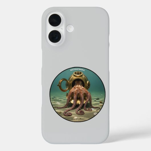 ダイビングヘルメットURMの中のヴィンテージタコ Case-Mate iPhoneケース (裏面)