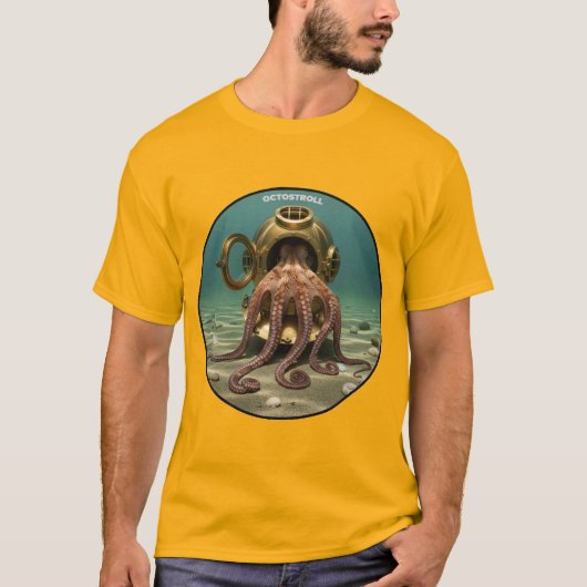 ダイビングヘルメットURMヴィンテージ内タコ Tシャツ (正面)