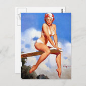 ダイビングボードのピンナップ ポストカード (正面/裏面)