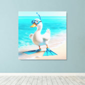 ダイビング付きホワイトアヒルギア キャンバスプリント (インサイチュ (ウッドフロア))