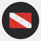 ダイビング国旗のスキューバダイビング ラウンドシール (正面)