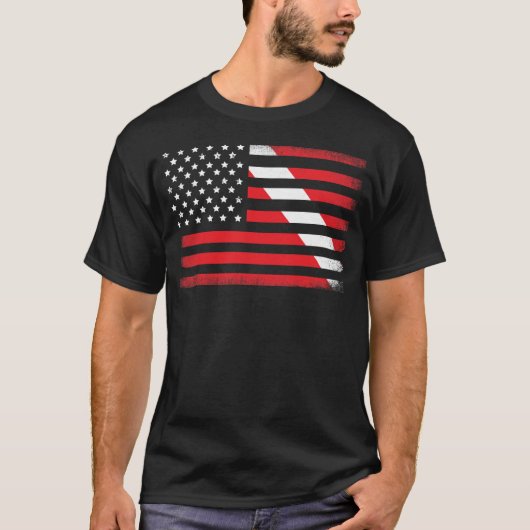 ダイビング国旗スキューバダイビングアメリカ国旗 Tシャツ (正面)