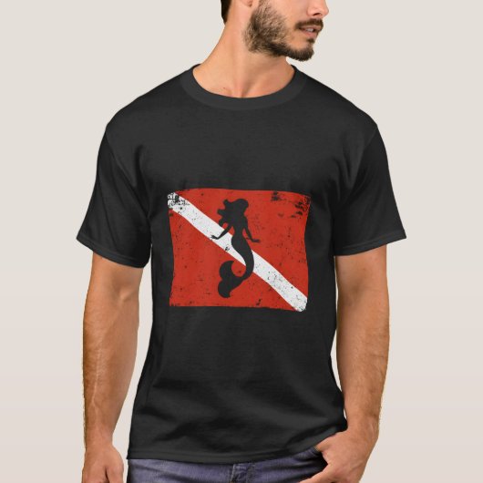 ダイビング旗人魚スクーバダイビング Tシャツ (正面)