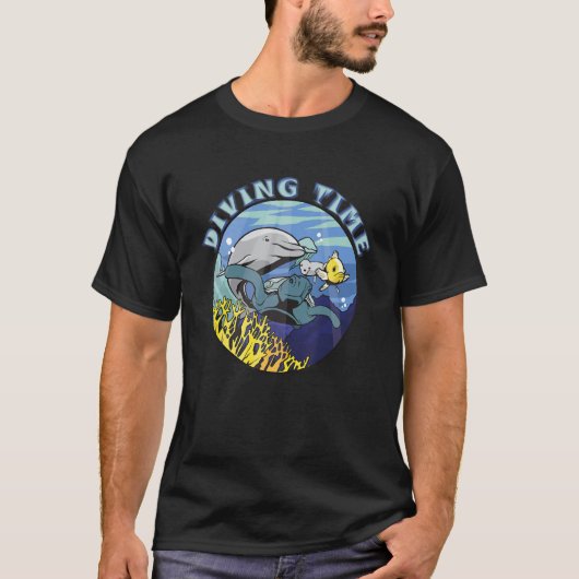 ダイビング時間シュノーケリング水中世界 Tシャツ (正面)