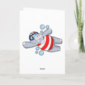 ダイビング用ゴーグルをつけたカバ カード (裏面)