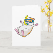 ダイビング用ゴーグルをつけたハムスター カード (黄色い花)